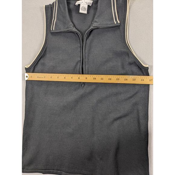 White House Black Market Shirt Womens Sleeveless‎ Zip Polo Black &White - Picture 6 of 10